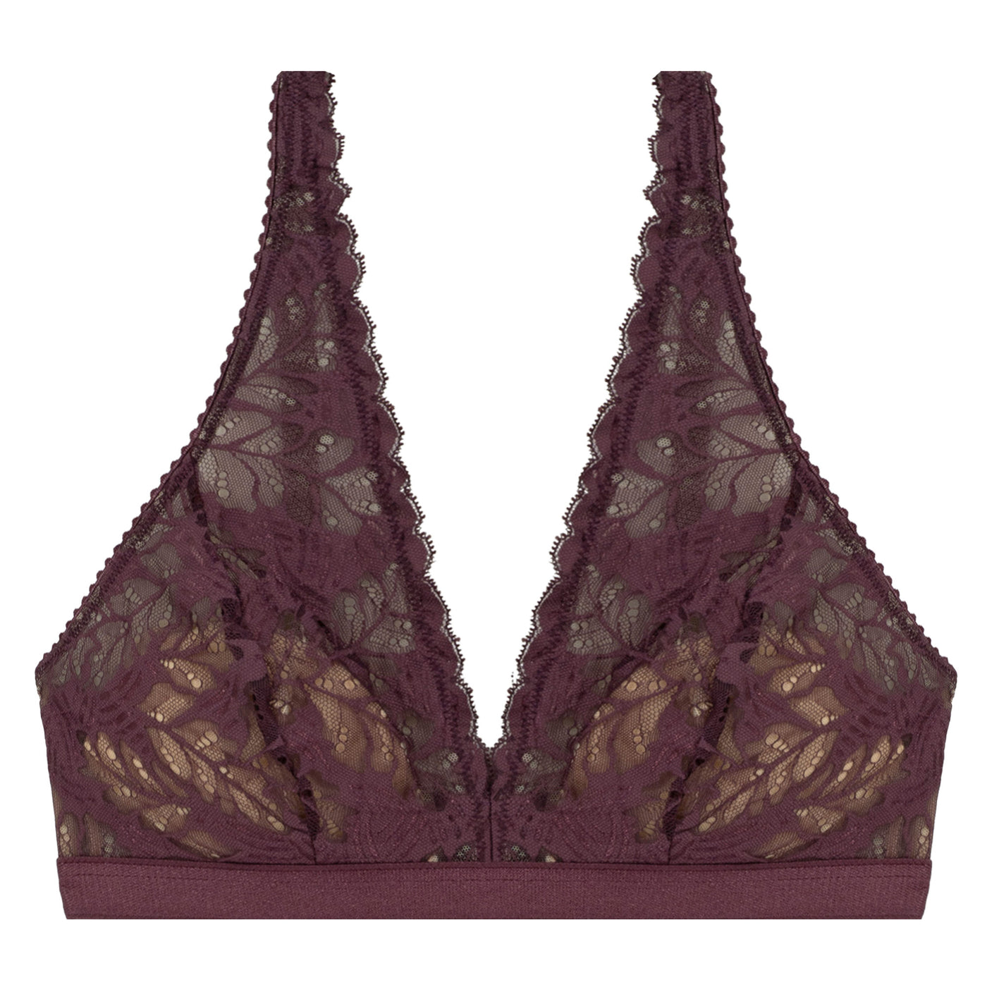 Underprotection high apex bra in burgundy made in recycled polyamide